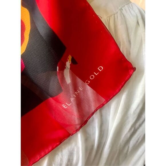 Elaine Gold Silk Scarf - Picture 4 of 6